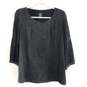 ANNE WILLI Stone Washed Grey Popover Top